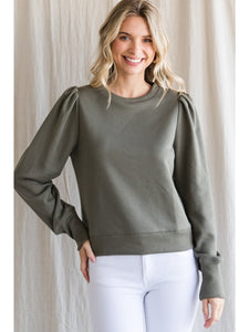Puff Sleeve Pullover Olive