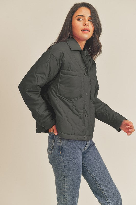 Quilted Puffer Jacket Black