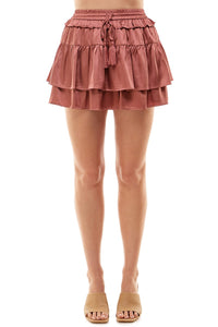 Satin Tiered Skirt Copper